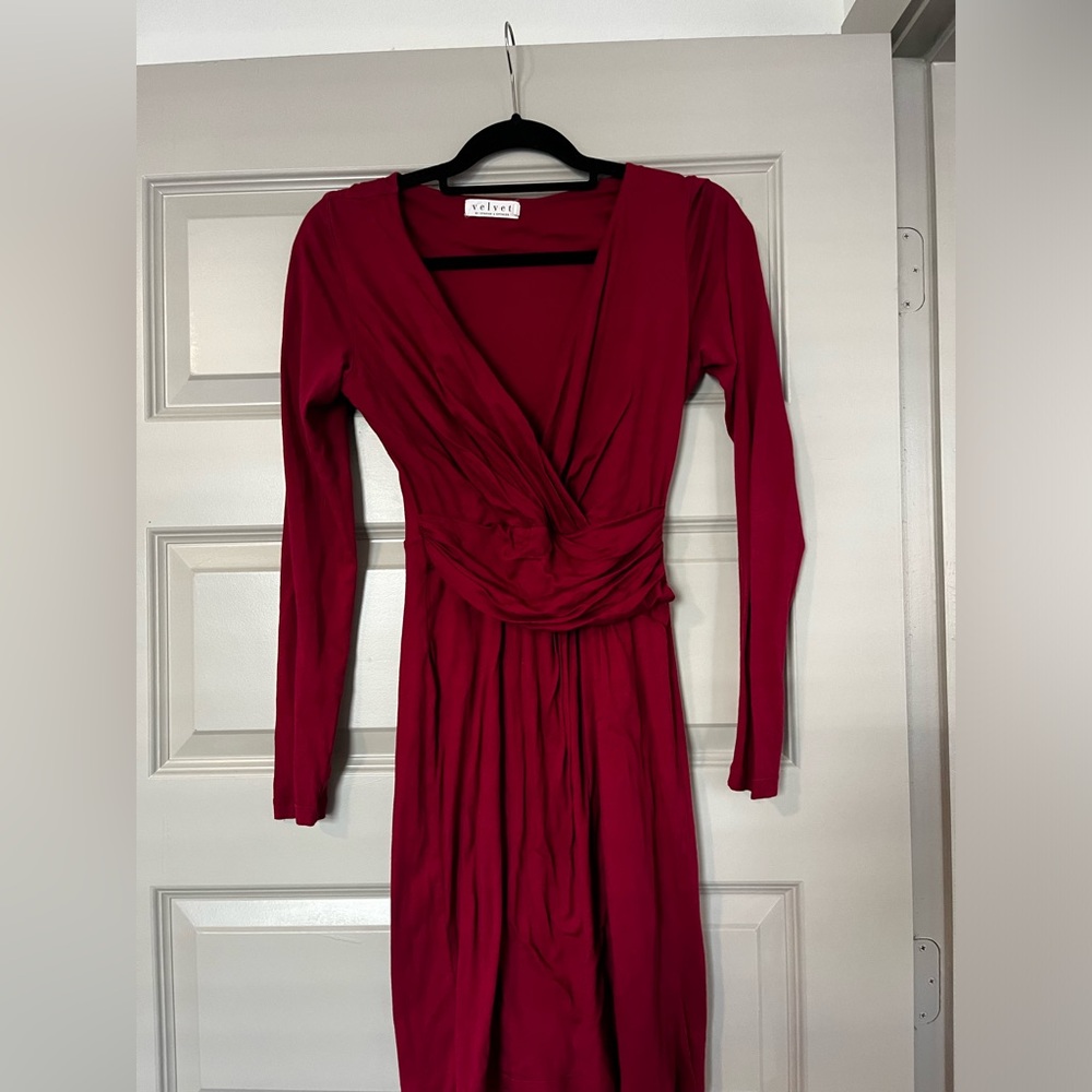 Velvet by Graham & Spencer - Red Jersey Wrap Dress
